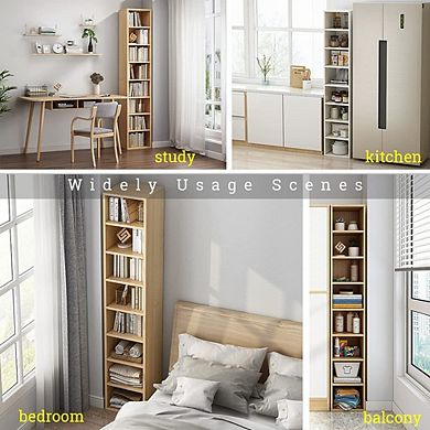 71" Tall Corner Bookcase with 7 Shelves for Small Spaces