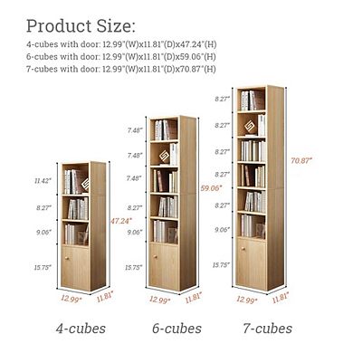 71" Tall Corner Bookcase with 7 Shelves for Small Spaces