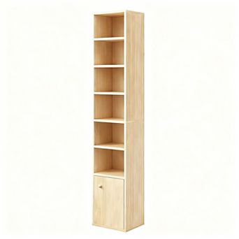 71" Tall Corner Bookcase with 7 Shelves for Small Spaces