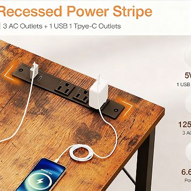 71" Computer Desk with USB Ports - Large Workspace for Home Office