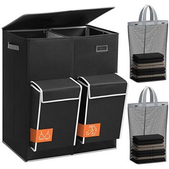 4-Section Laundry Hamper, Lid, Removable Bags, Sturdy