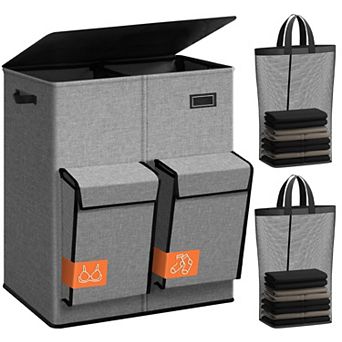 4-Section Laundry Hamper, Lid, Removable Bags, Sturdy