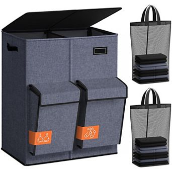 4-Section Laundry Hamper, Lid, Removable Bags, Sturdy