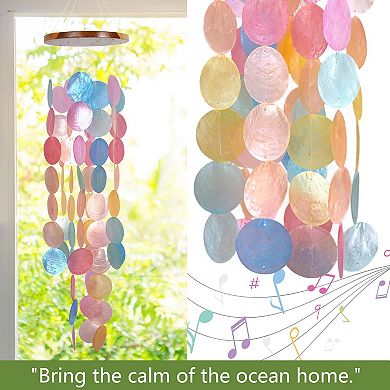 Handcrafted 28" Capiz Shell Wind Chime: Outdoor Garden Decor for Tranquil Moments