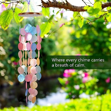 Handcrafted 28" Capiz Shell Wind Chime: Outdoor Garden Decor for Tranquil Moments