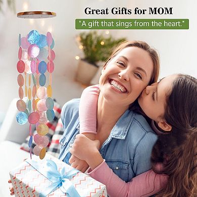 Handcrafted 28" Capiz Shell Wind Chime: Outdoor Garden Decor for Tranquil Moments