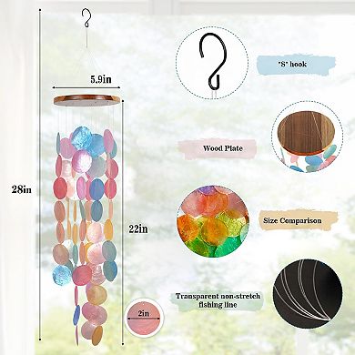 Handcrafted 28" Capiz Shell Wind Chime: Outdoor Garden Decor for Tranquil Moments