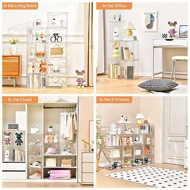 Clear Magnetic Door Purse Display Box - Stackable, Space-saving, Polypropylene