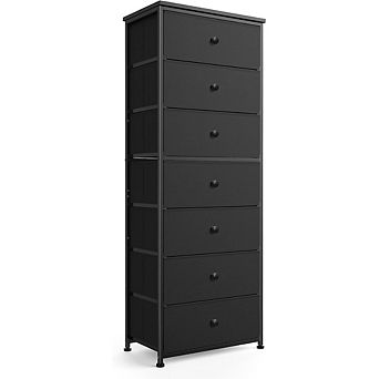 ZUQIETA Vertical Storage Dresser - 7-Drawer Fabric Tower with Steel Frame, Black