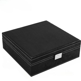 ZUQIETA 2-Layer Velvet Jewelry Organizer for Women, Black Display Storage Case