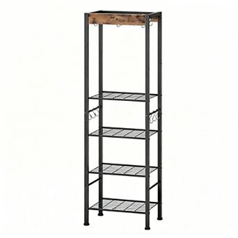 5 tier Pot Rack Organizer with Hooks and Shelves for Kitchen and Living Room