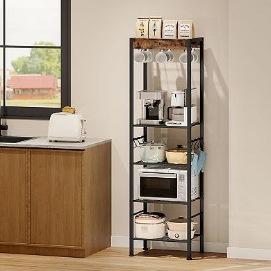 5-Tier Pot Rack Organizer with Hooks and Shelves for Kitchen and Living Room