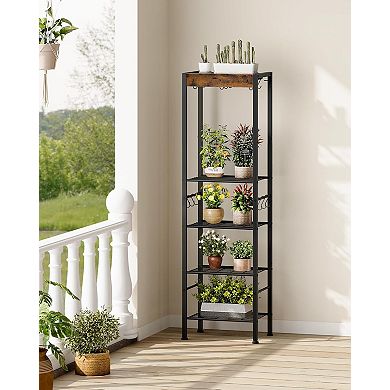 5-Tier Pot Rack Organizer with Hooks and Shelves for Kitchen and Living Room