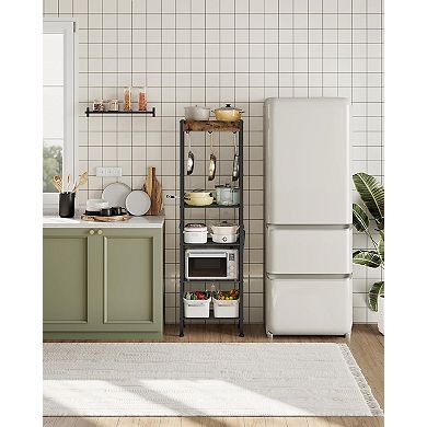 5-Tier Pot Rack Organizer with Hooks and Shelves for Kitchen and Living Room