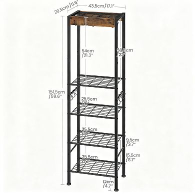 5-Tier Pot Rack Organizer with Hooks and Shelves for Kitchen and Living Room