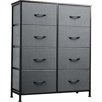 ZUQIETA Double-Tower Fabric Dresser - 8-Drawer Dark Gray Storage System for Living Room & Closet