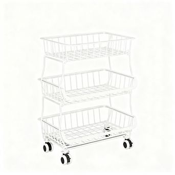 3 tier Rolling Pantry Cart with Lockable Wheels for Kitchen