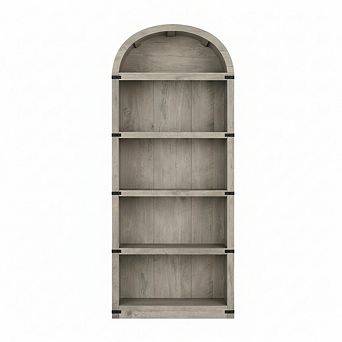 ZUQIETA 5-Shelf Arched Bookcase, 71.65" Farmhouse Display Rack for Home Office & Living Room