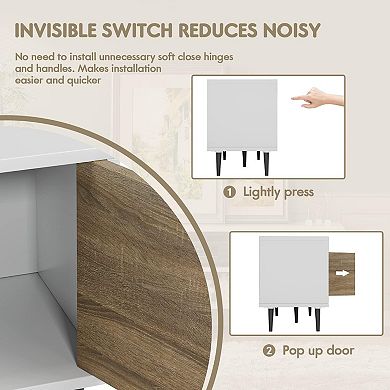 58" Handle-Free Pop-Up Door TV Stand, Cable Management, 220 lbs Capacity