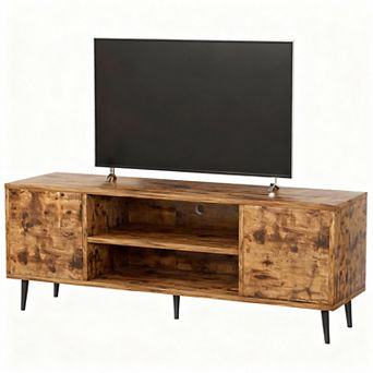 58" Handle-Free Pop-Up Door TV Stand, Cable Management, 220 lbs Capacity