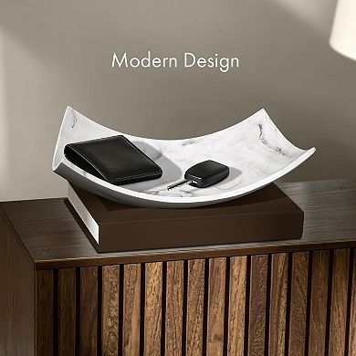 White Marble Decor Tray: Modern Multi-Use for Living, Dining, Entryway, Kitchen