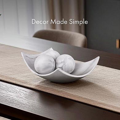 White Marble Decor Tray: Modern Multi-Use for Living, Dining, Entryway, Kitchen