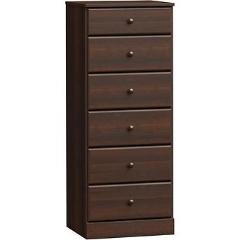 ZUQIETA Slim 6-Drawer Tall Dresser - 50"H x 19.75"W, Brown Chest for Bedroom Storage