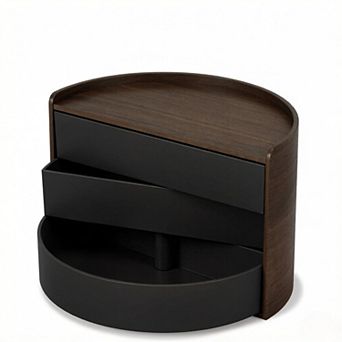 ZUQIETA jewelry Storage Box, Black/Walnut Finish