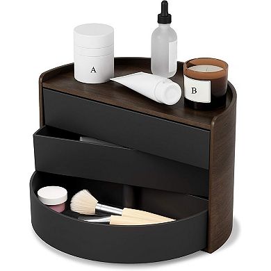 ZUQIETA jewelry Storage Box, Black/Walnut Finish