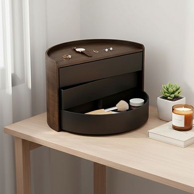 ZUQIETA jewelry Storage Box, Black/Walnut Finish