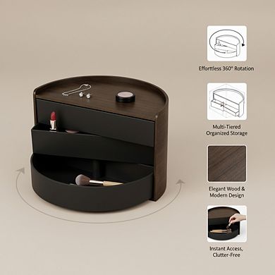 ZUQIETA jewelry Storage Box, Black/Walnut Finish