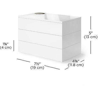 ZUQIETA Spindle Stacked Jewelry Box with 3 Compartments, High-Gloss White