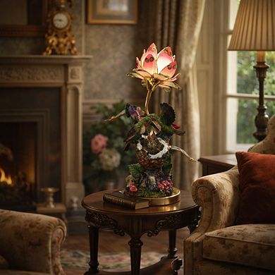 16"H Multicolor Bird Figurine with Floral Accents Touch Lamp