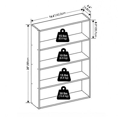 Four Tier Open Shelf Bookcase Storage Organizer