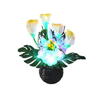 20"H Black Base Calla Lilies LED Vase Lamp, Lighted Floral Home Décor Accent
