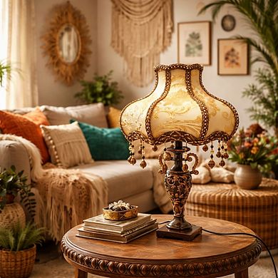 24"H Dark Brown Vase with Palace-Inspired Shade LED Table Lamp