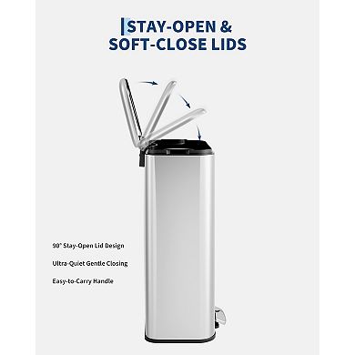 Garvee 13 gal Kitchen Trash Can, Step Garbage Can with Soft-Close Lid