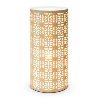 11"H Gold Floral Glow Cylinder LED Table Lamp