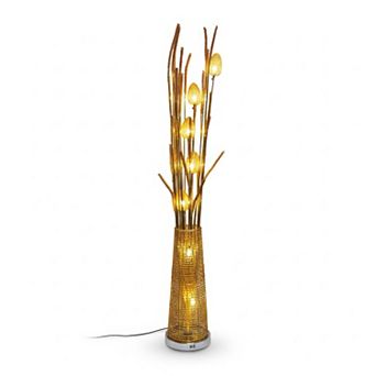 60"H Gold Elegant Vase with Radiant Floral Stems LED Floor Lamp