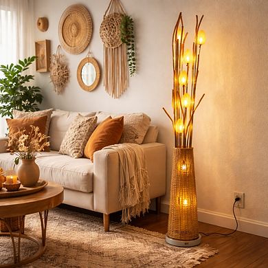 60"H Gold Elegant Vase with Radiant Floral Stems LED Floor Lamp