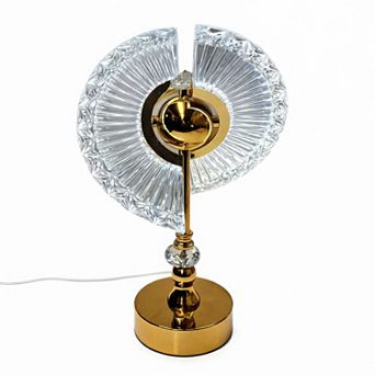 14"H Golden Base Modern Crystal Touch Lamp, LED Décor Accent