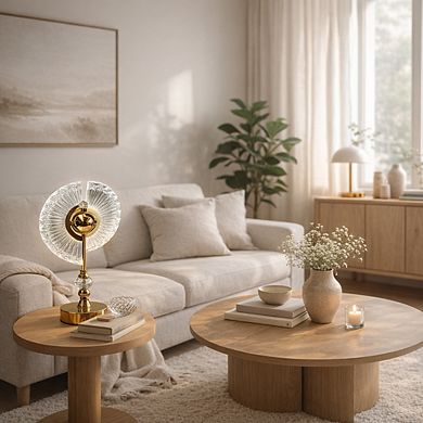 14"H Golden Base Modern Crystal Touch Lamp, LED Décor Accent