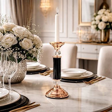 25"H Gold & Black Pedestal Base w/ Three Glass Cylinders Candle Holder