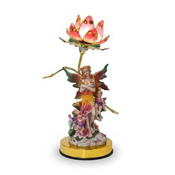 15"H Multicolor Fairy Figurine with Floral Accent Touch Lamp