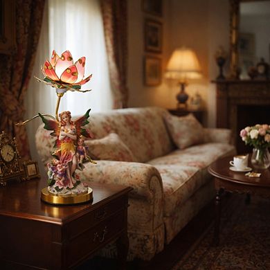 15"H Multicolor Fairy Figurine with Floral Accent Touch Lamp