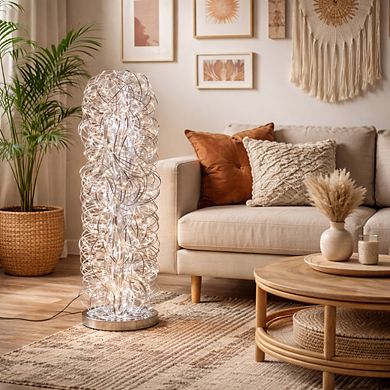 32"H Metallic Cylindrical Sculptural LED Table Lamp