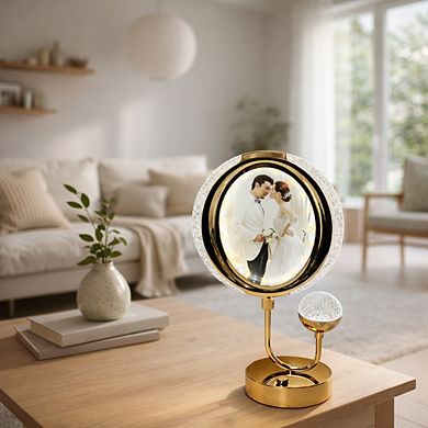 15"H Oval Photo Frame Touch Lamp, LED Decorative Ambient Accent