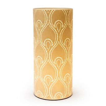 11"H Gold Vine Cutout Glow Cylinder LED Table Lamp