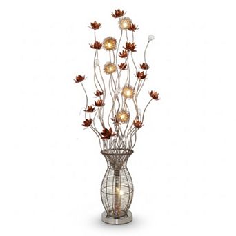 58"H Coffee Brown Wire Vase with Metallic Floral Stem LED Floor Lamp