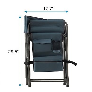 2 Piece Padded Folding Outdoor Directors Chair with Storage Pockets 400 lb Capacity